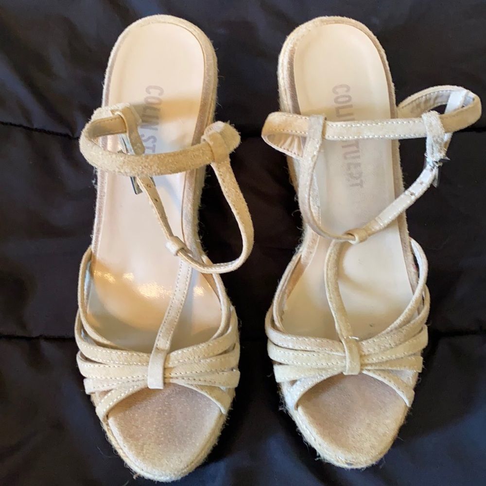 Size 6 M wedged Heels Color: tan